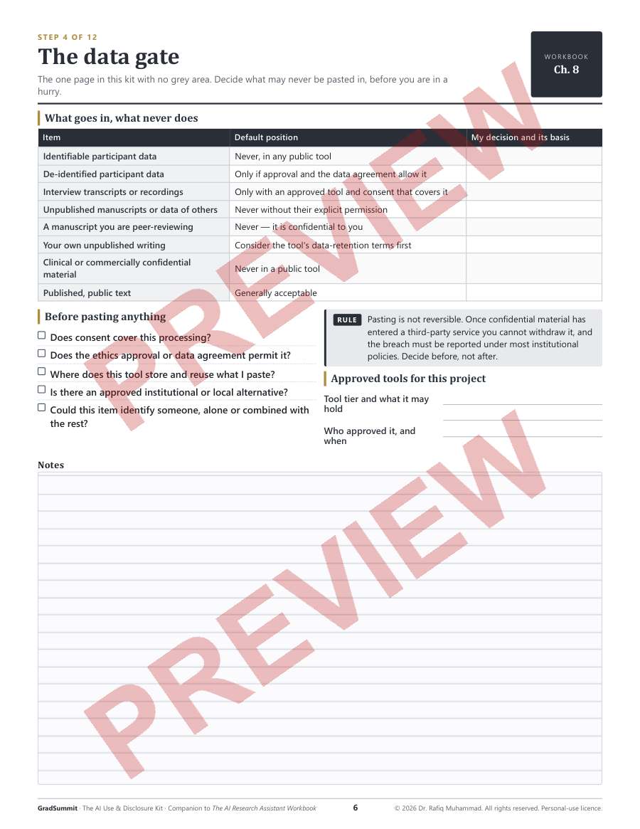 Preview of the kit, Step 4 — The data gate (watermarked)